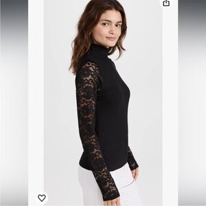 COSTUME NATIONAL Black Lace Sleeve Top Like New Size M